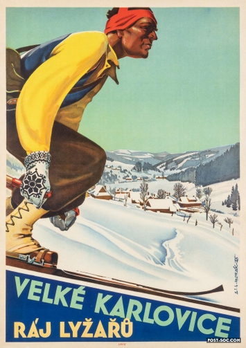 Velke Karlovice / Ski Paradise - Original Czech Travel Poster
